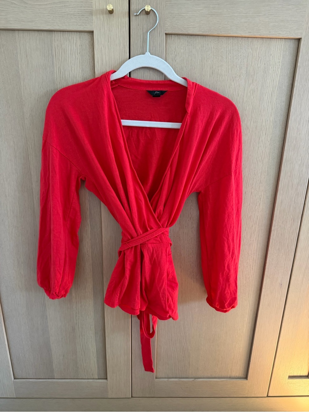 J.Crew Red Wrap Top with Waist Tie